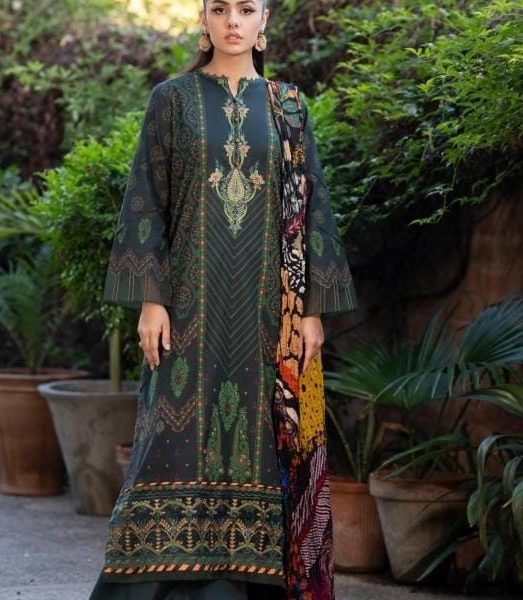 3 Piece Satin Suit-Embroidered (Pret)